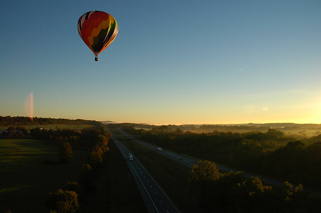 Floating over Route 84 after take-off