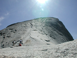 The steep, cable-guided trail to the summit of Half Dome
