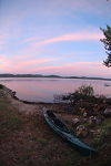 Kayak and Piseco Lake at sunset