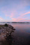 Pink sky over Piseco Lake at sunset