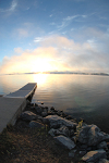 Fog lifting off the lake