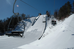 Chair lift to the Lake Placid Ski Jump area. There are two Olympic jumping ramps - the normal hill (90 meter) on the left and the large hill (120 meter) on the right
