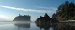 Father and son walking on Ruby Beach