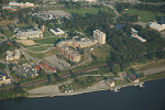 Marist College campus and rowing boathouses on the Hudson River.
