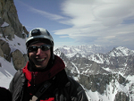 Zach Hamm and the High Sierra from North Palisade