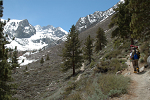 Hiking the North Fork of Big Pine with views of the South Fork