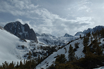 Palisade Crest (distant ridge) and Temple Crag (prominent peak on the left) in May