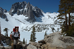 Zach Hamm at Second Lake, about half way to the Palisade Glacier
